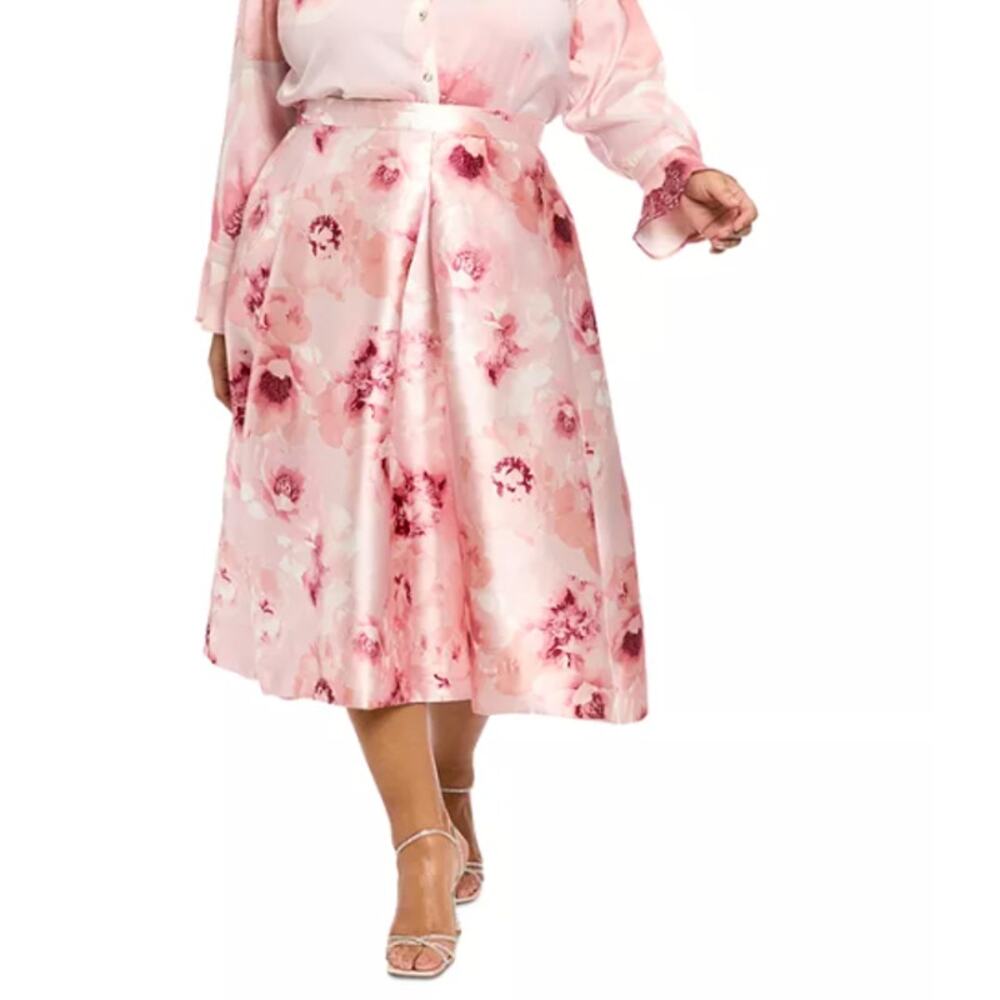 Muse Women Delancey Pleated Floral Print Organza Skirt 16